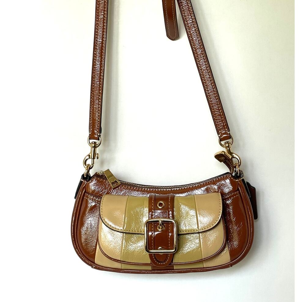 Coach Ashton Mini CDX80 Gold Redwood Crinkle Leather Shoulder Bag